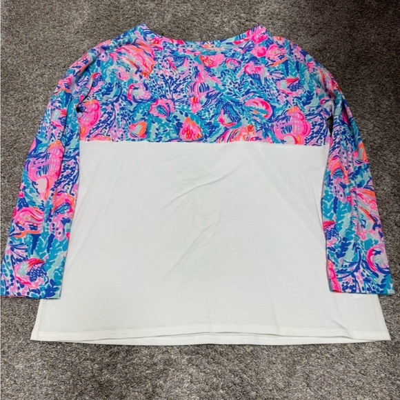 Lilly Pulitzer Pink and Blue Floral Long Sleeve Top - Picture 1 of 1